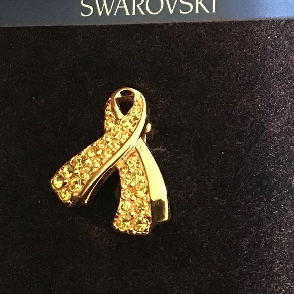 NWOT 🤩 Swarovski Crystal 💛 Support the Troops Yellow Ribbon 💛 Pin-Broach - Picture 2 of 5
